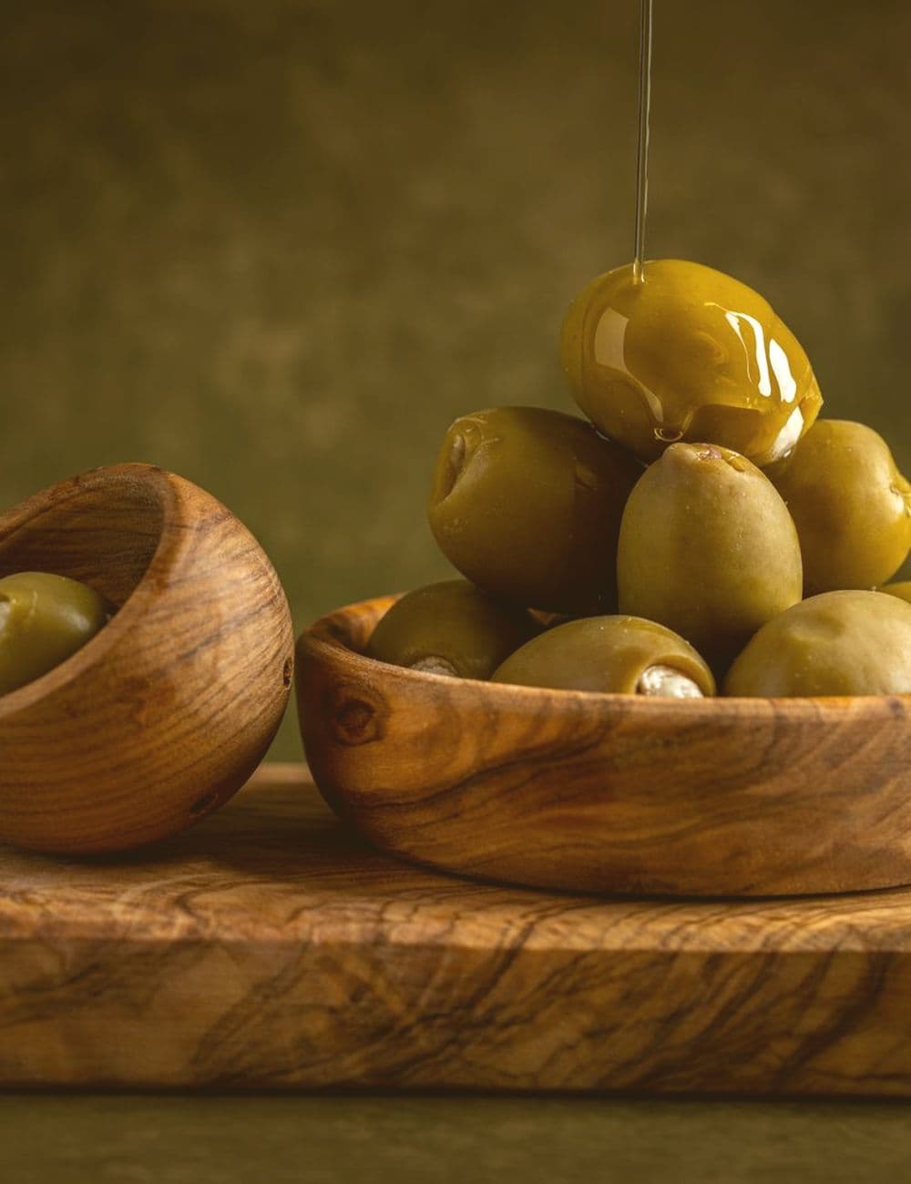 Olives in a wooden bowl