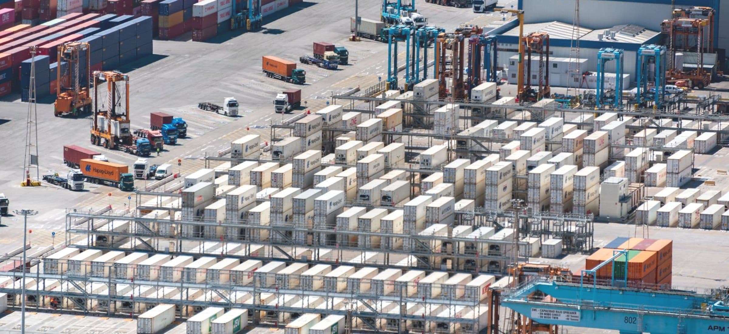 Container yard with gantry cranes
