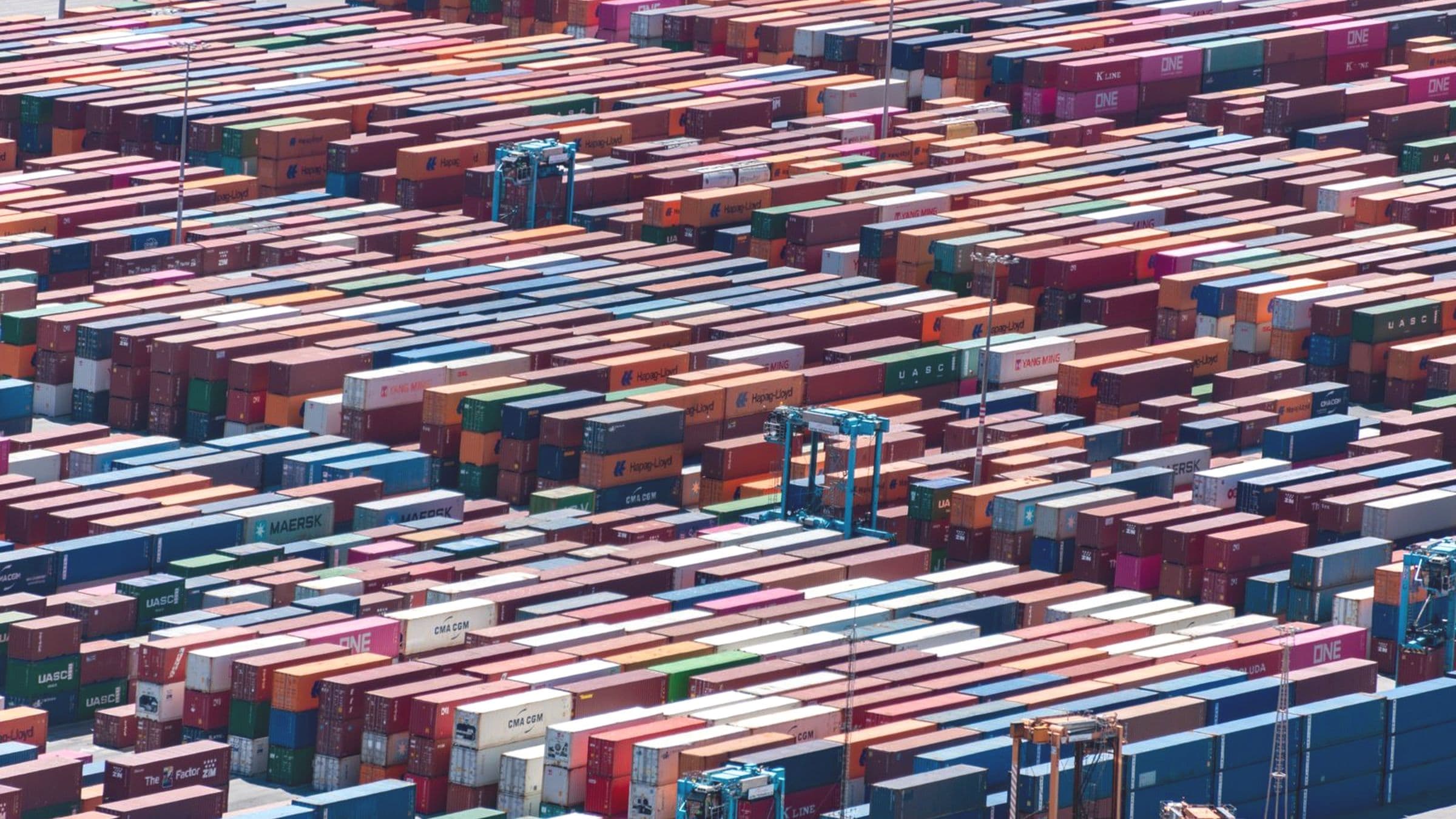 Aerial view of a container storage yard